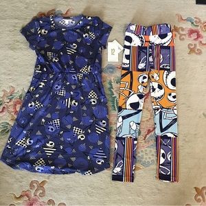 NWT Lularoe Nightmare Before Christmas Kids Mae 12 + New Nightmare Leggi…
